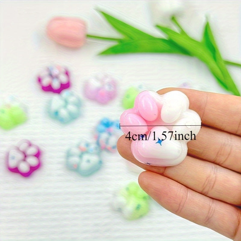 6pcs Mixed Cat Paw Soft Textured Toy Glitter Colorful Durable