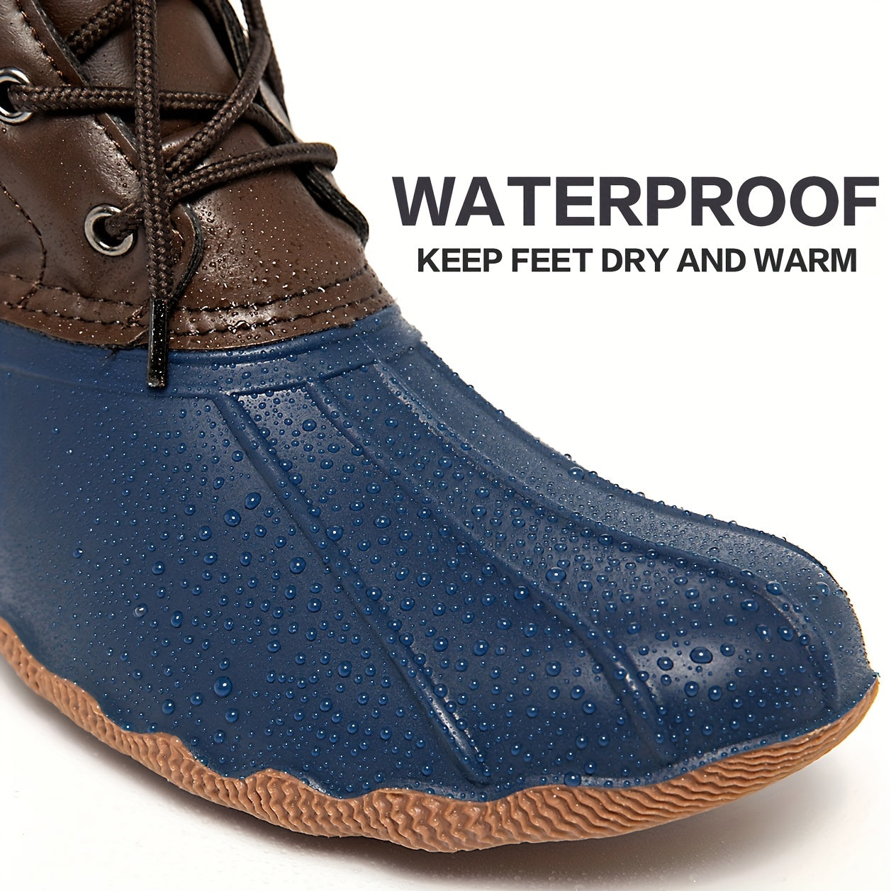 Thermal Waterproof PVC Duck Boots Lace Up Flat Wear Resistance Non Slip