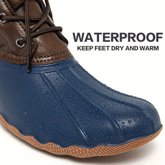 Thermal Waterproof PVC Duck Boots Lace Up Flat Wear Resistance Non Slip