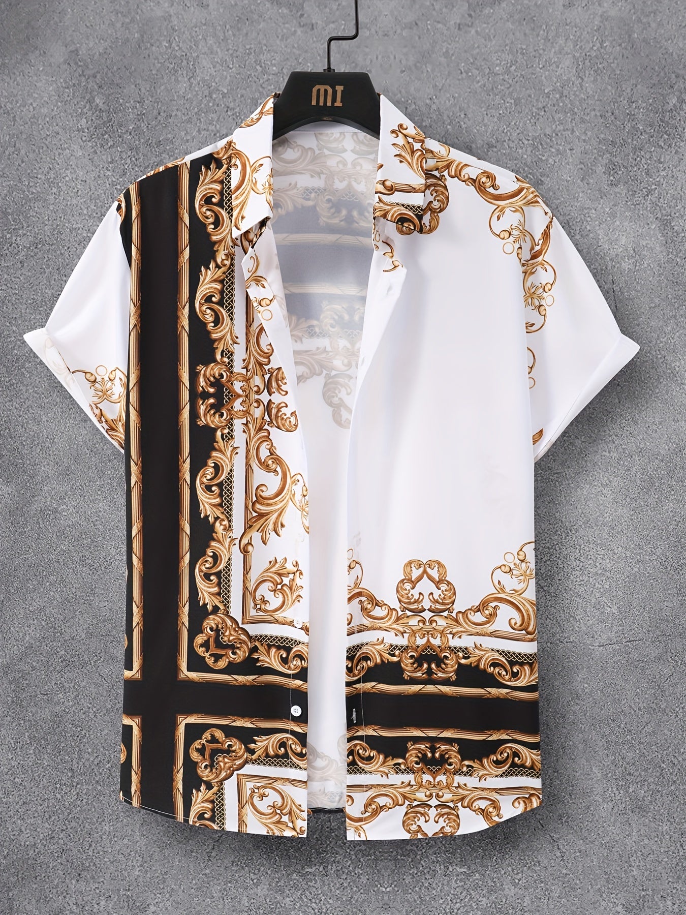 Baroque Style Men's Casual Short Sleeve Shirt