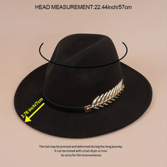 Metal Leaf Decor Fedora Cap Candy Couple Jazz Hat Sunscreen Cowboy Cowgirl Felt