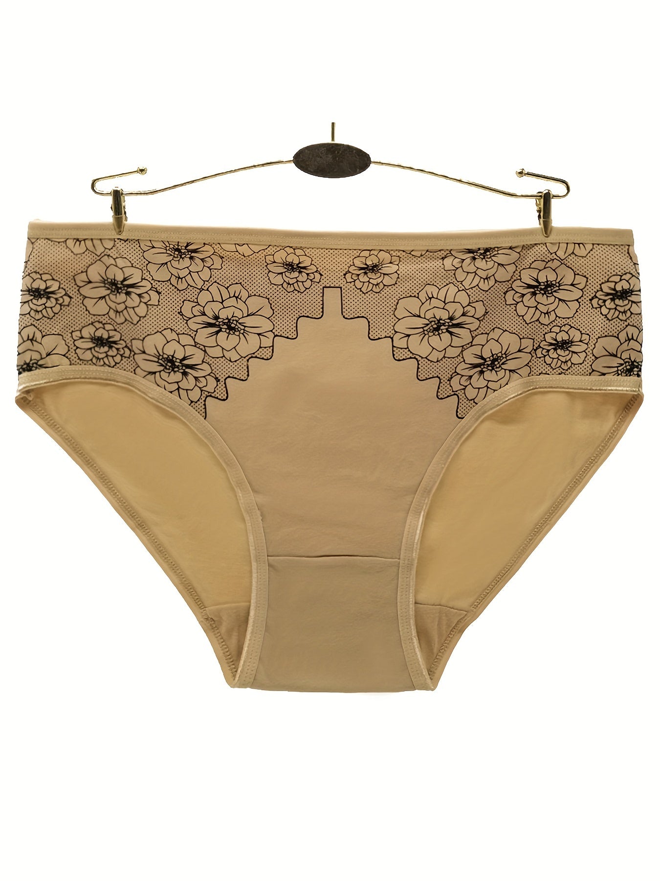 6pcs Floral Print Briefs Mid Rise Stretchy Panties Women's Underwear