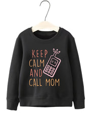 Fun Phone Call & Mom Pattern Sweatshirt For Girls