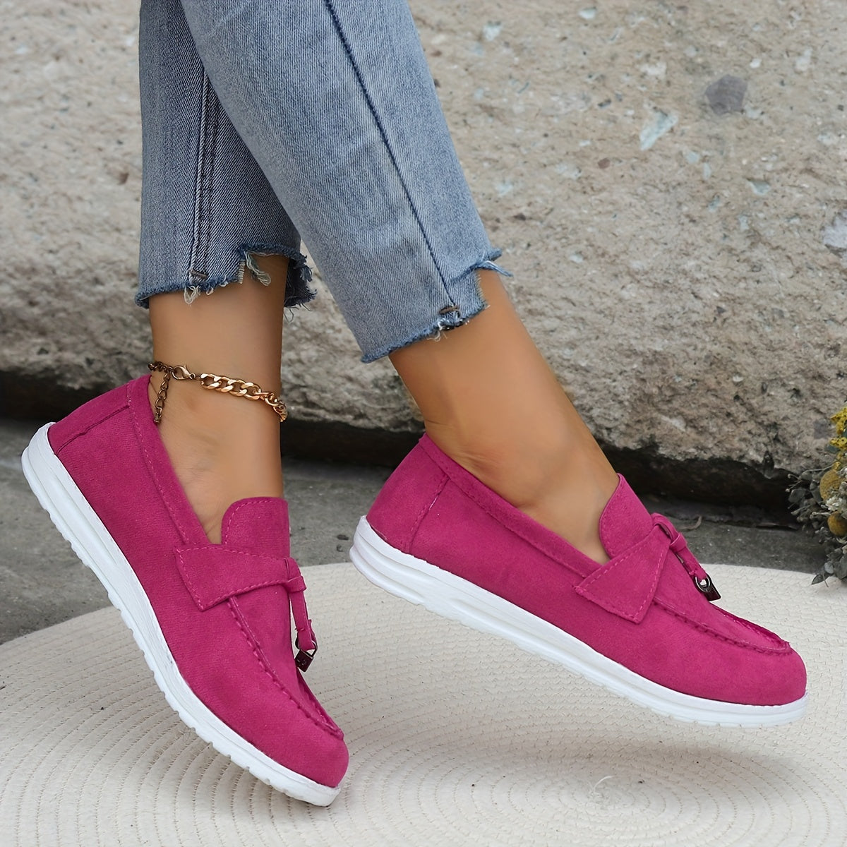 Metal Decor Lightweight Slip On Skate Shoes
