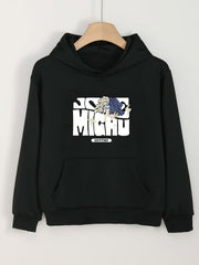 Girls Cartoon Boy Pattern Hooded Sweatshirt