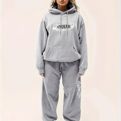 Women's Letter Graphic Hoodie & Joggers 2 Piece Set