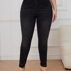 Sexy Jeans Women's Plus Button Fly High Waisted Skinny Jeans