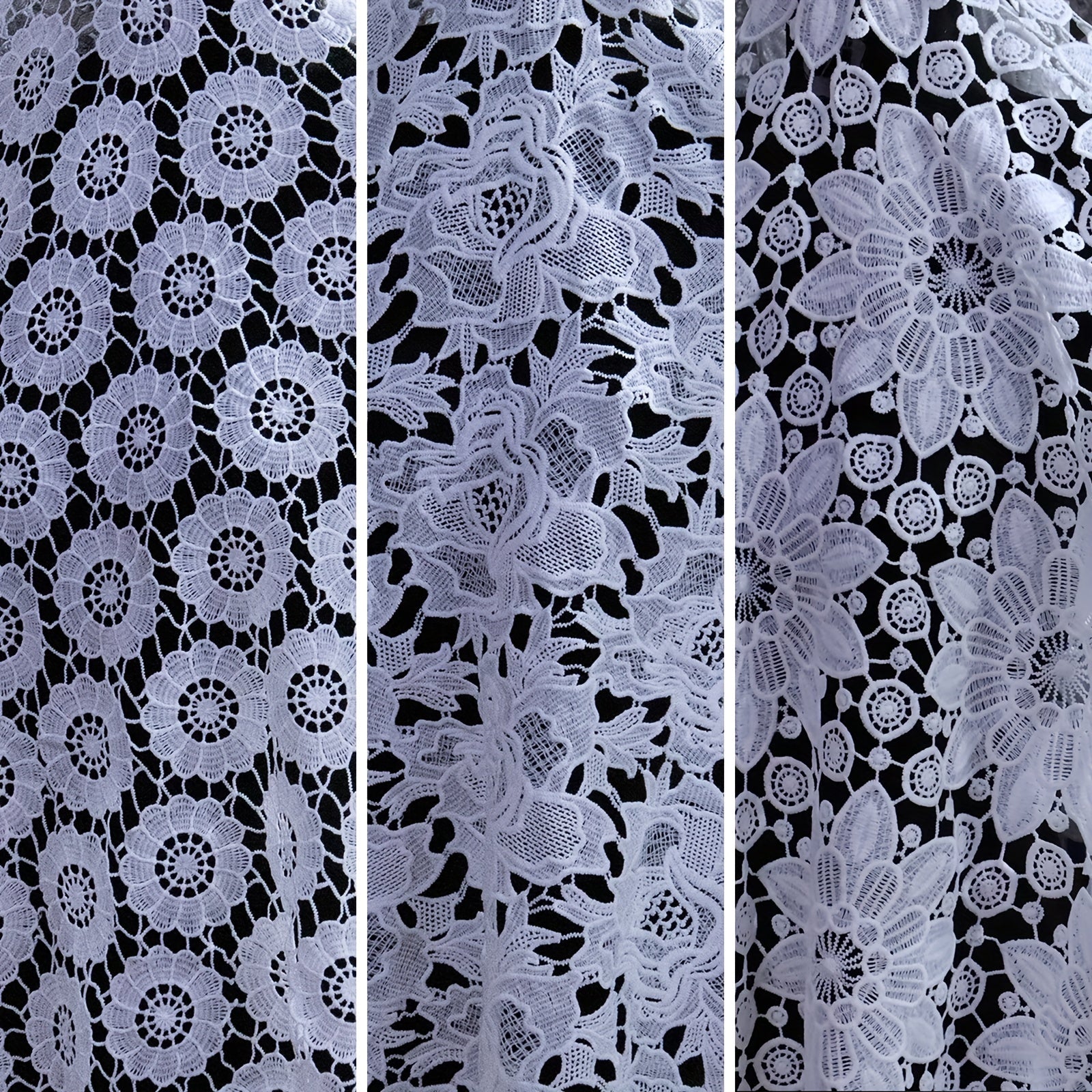 1pc Floral Fabric Diy Embroidery Hollow Fabric Dress Wedding Dress Cheongsam