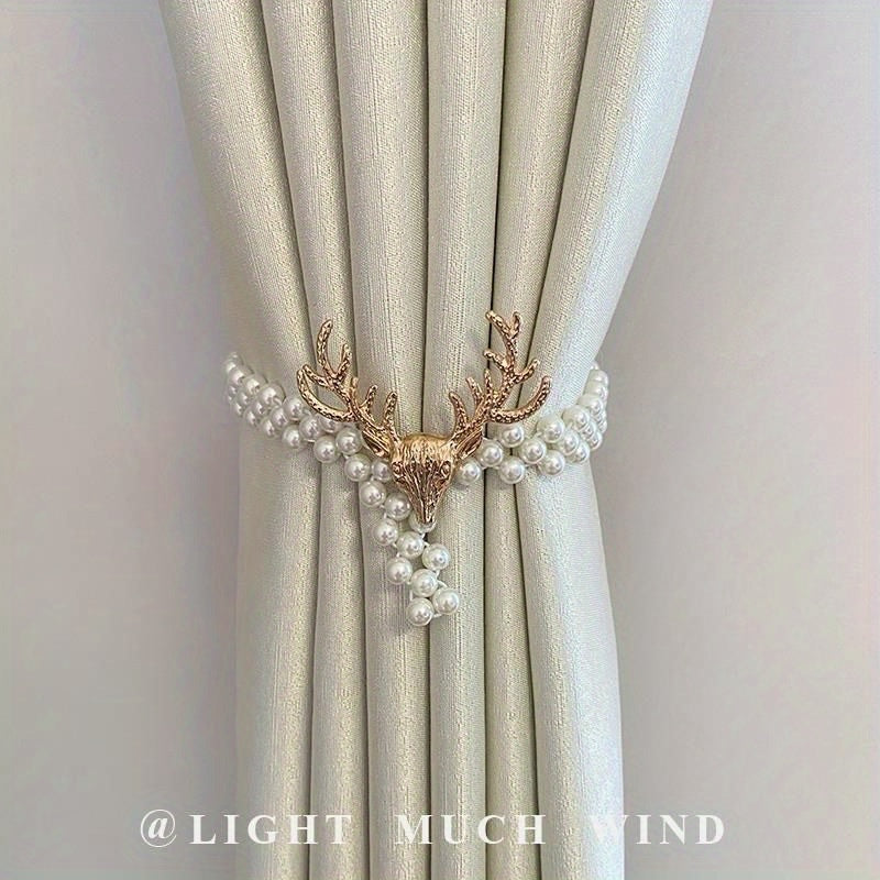 Nordic Style Faux Pearl Curtain Holdback Metal Spring Curtain Tie