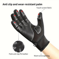 Outdoor Cycling Fishing Gloves Velvet Lined Warm Waterproof Windproof Gloves