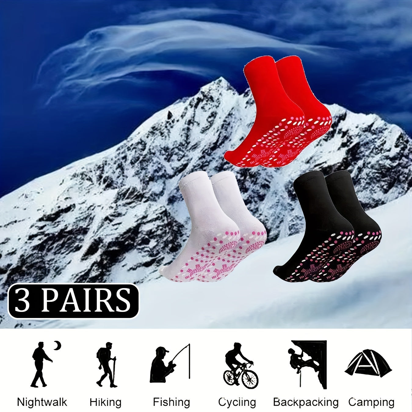 3 Pairs Self Heating Thermal Socks Warm Massage Women's Stockings