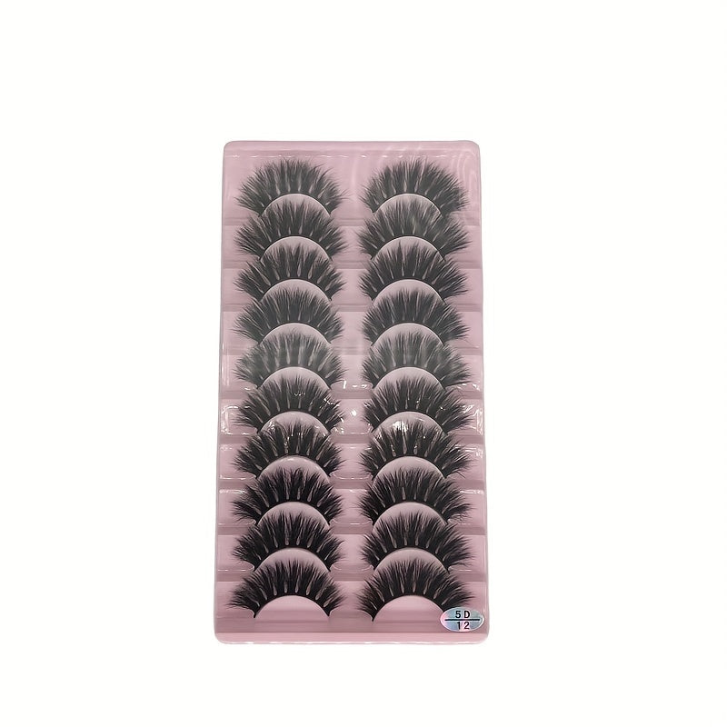 10 Pairs Thick False Eyelashes Fluffy Cluster Lashes Volume Curling Lashes