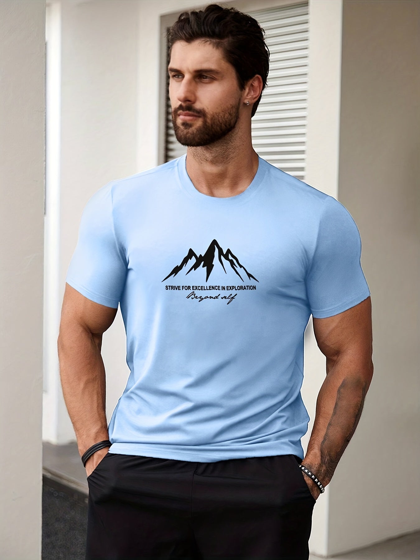 Men's Mountain Graphic T-shirt for Summer Outdoor