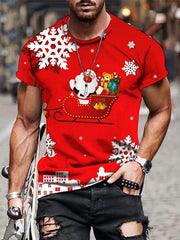 Christmas Santa Claus Snowflake Print Men's Graphic T-shirt