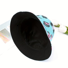 Flamingo Print Bucket Hat Casual Cartoon Basin Hat For Women Men