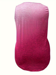 Casual Tank Top Women's Plus Slogan & Ombre & Cat Print V Neck Tank