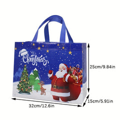 1pc Red Christmas Printed Storage Bag Cartoon Snowman Non-woven Tote Bag