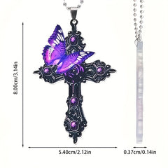 Purple Cross Butterfly Acrylic Decoration Pendant for Rearview Mirror