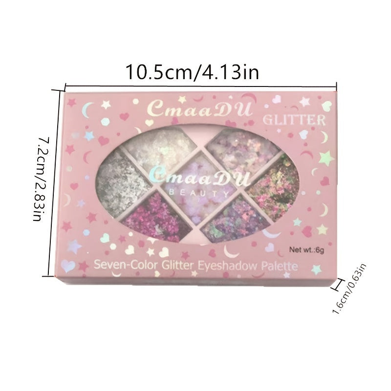 7 Sequins Eyeshadow Palette Glitter Makeup Multipurpose for Stages Parties