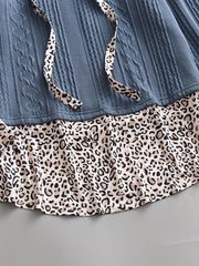 Women's Plus Leopard Print Knitted Sweater Turtle Neck Pullover