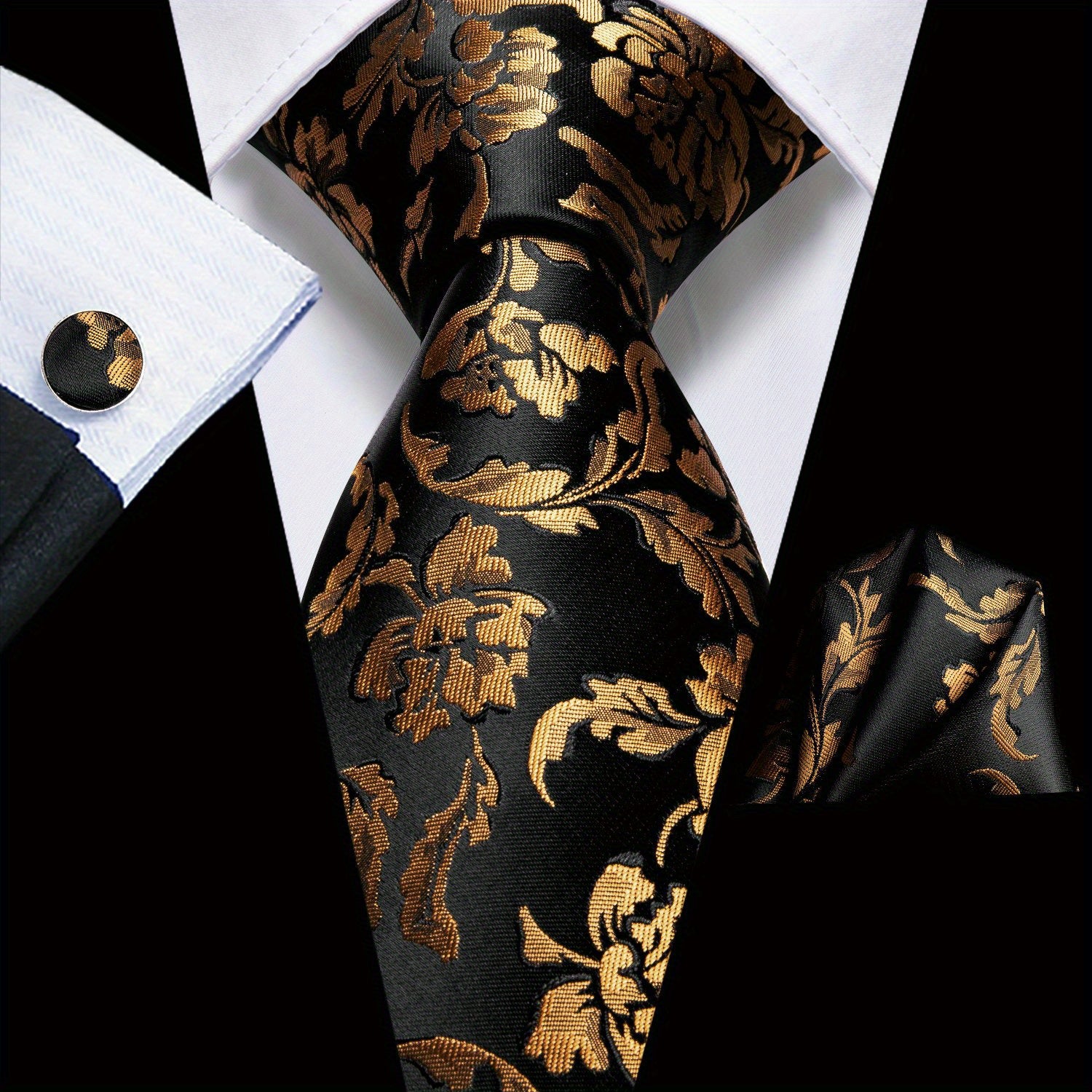 Hi Tie Men's Business Necktie Extra Long Hanky Cufflinks