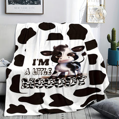 1pc Cow Printed Warm Blanket for Home & Outdoor Use