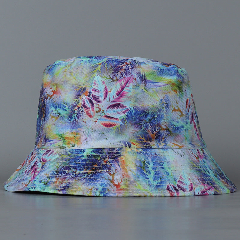 Purple Leaves Reversible Fisherman Hat Abstract Colorful Print Fisherman Cap