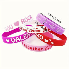 8pcs Couple Heart Shape Rubber Bracelet LOVE Gift Wrist Band