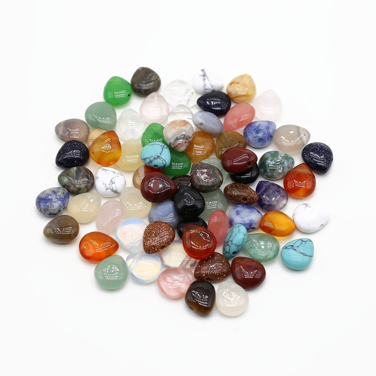 30pcs Natural Semi precious Stone Beads Drop Shaped Loose Beads
