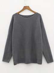Solid Boat Neck Pullover Sweater Women's Clothing