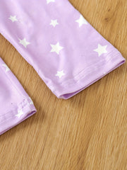 4pcs Toddler Girls Footless Leggings Cotton Stars Graphic Legging Pants