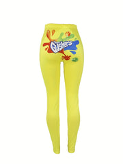 Graphic Print Skinny Leggings Casual Workout Leggings