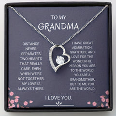 Grandmother Gift Necklace Cubic Zirconia Heart Pendant