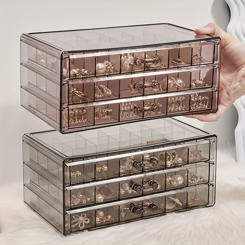 Large Capacity Transparent Jewelry Storage Box Drawer Style