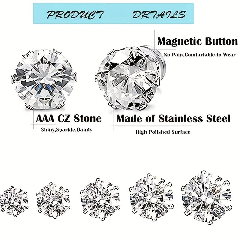 5 Pairs Magnetic Stud Earrings Set for Girls, Stylish Daily Decoration