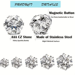 5 Pairs Magnetic Stud Earrings Set for Girls, Stylish Daily Decoration
