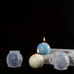 2PCS Resin Planet Candle Molds 3D Earth Craft Art Silicone Soap Making Mold