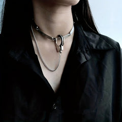 Gothic Punk Handcuffs Collarbone Chain Necklace