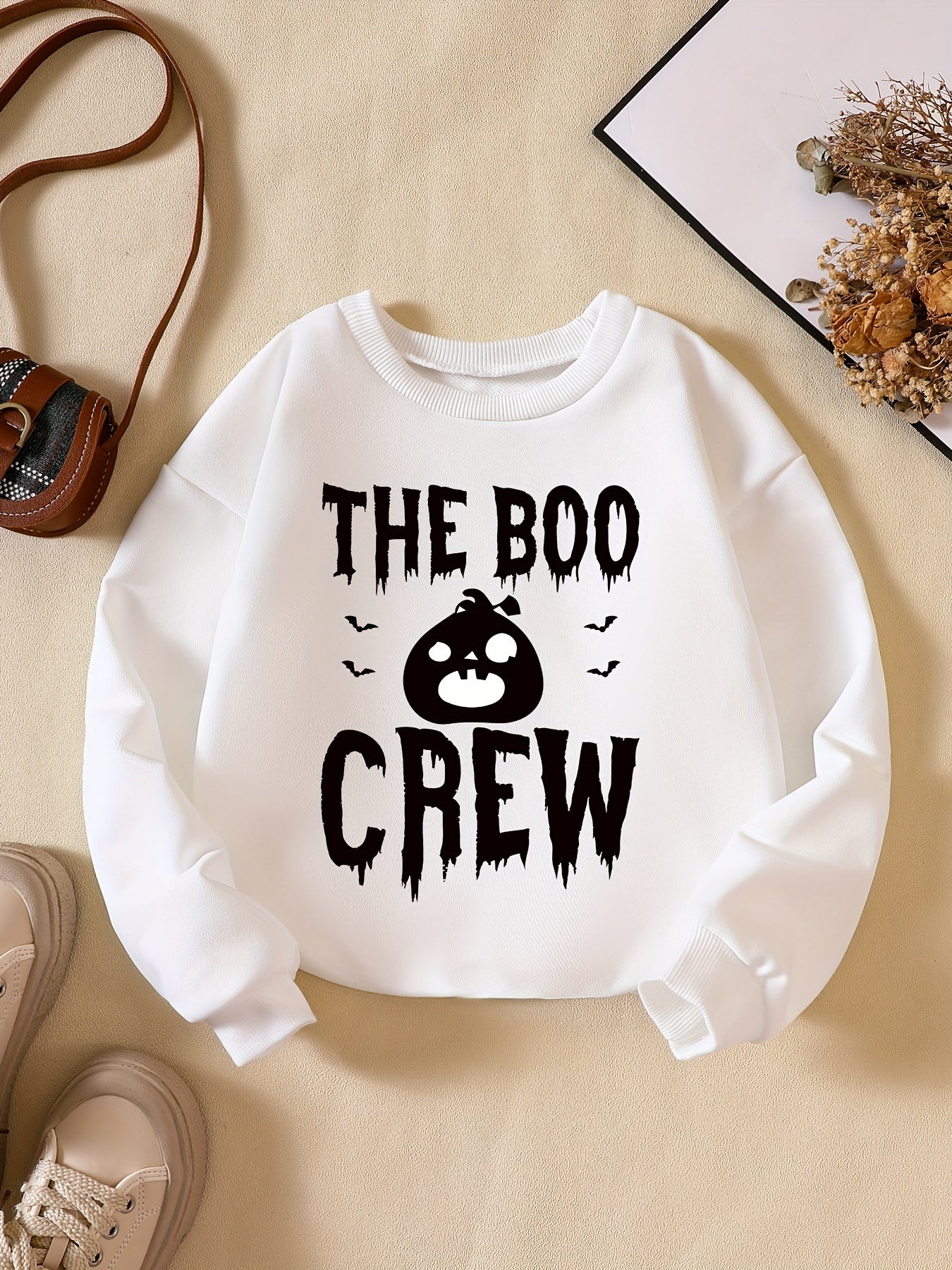 Halloween Boo Letter Print Boys Casual Sweatshirt