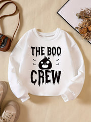 Halloween Boo Letter Print Boys Casual Sweatshirt