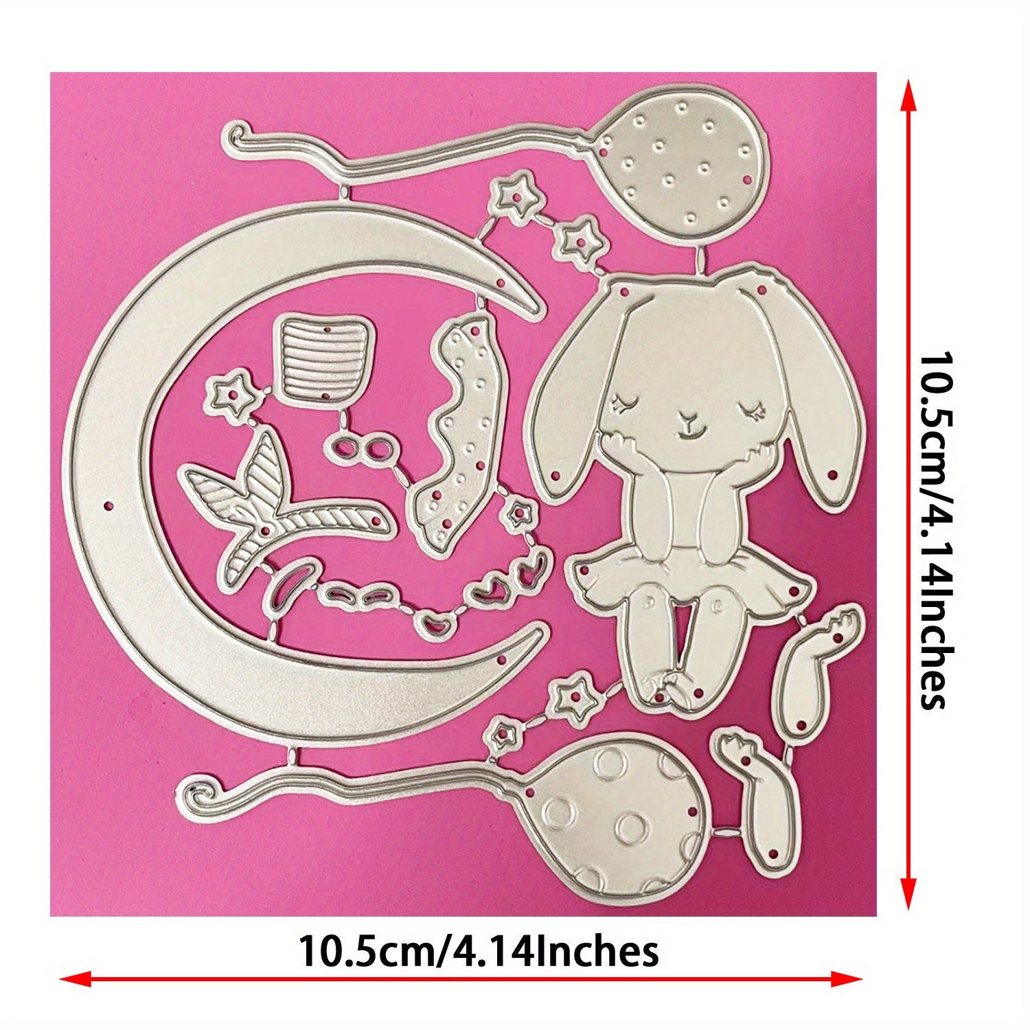 Moon Bunny Cutting Dies Animal Bow Balloon Rabbit Metal Stencil