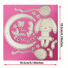 Moon Bunny Cutting Dies Animal Bow Balloon Rabbit Metal Stencil