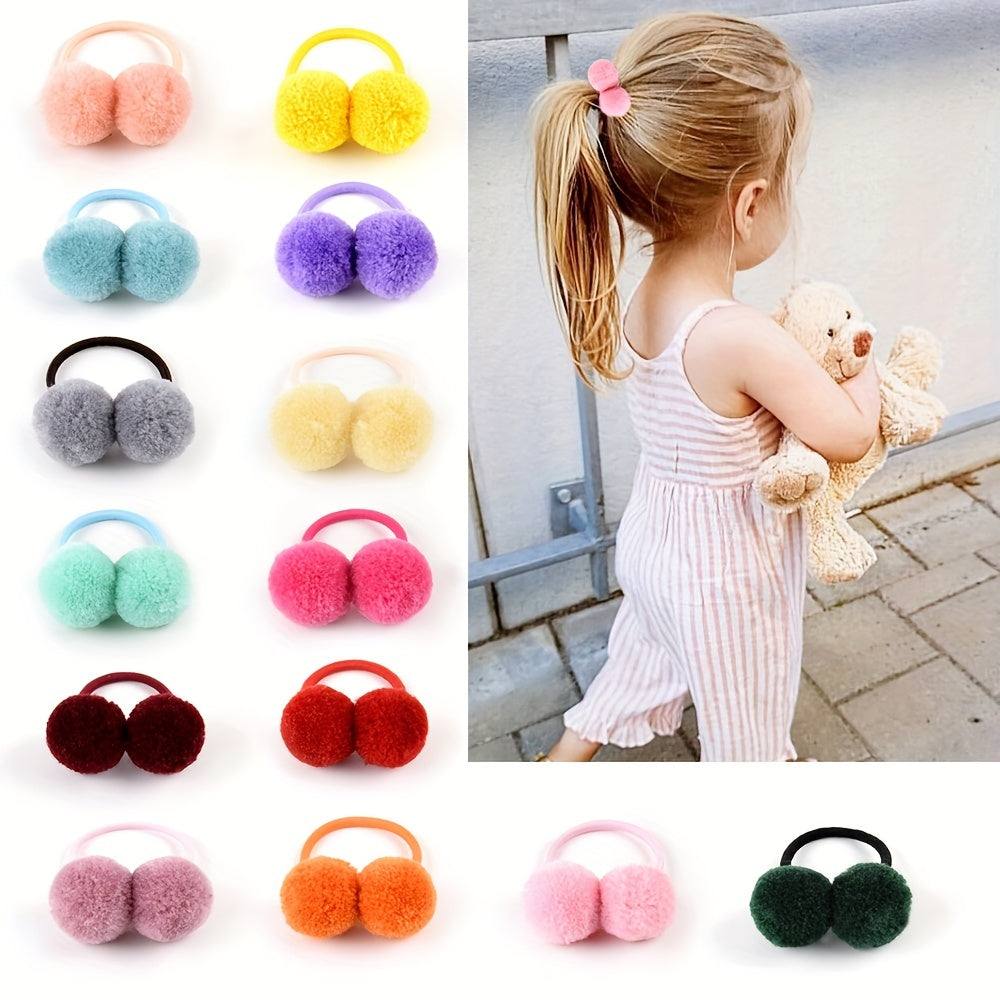40pcs Girls Plush Ball Hair Tie Ponytail Holders Scrunchies