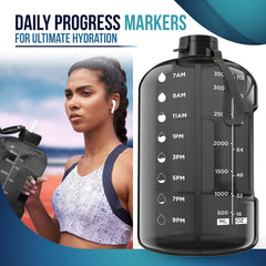128oz Water Bottle With Time Marker & Straw - Leakproof