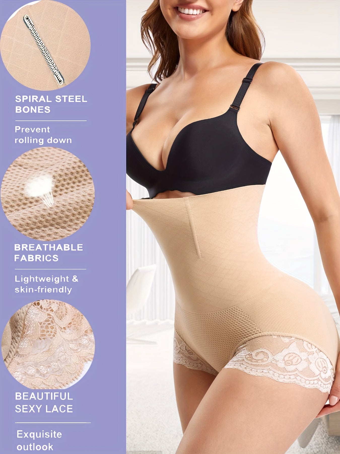 Lace Shaping Panties High Waist Tummy Control Butt Lifting Underwear