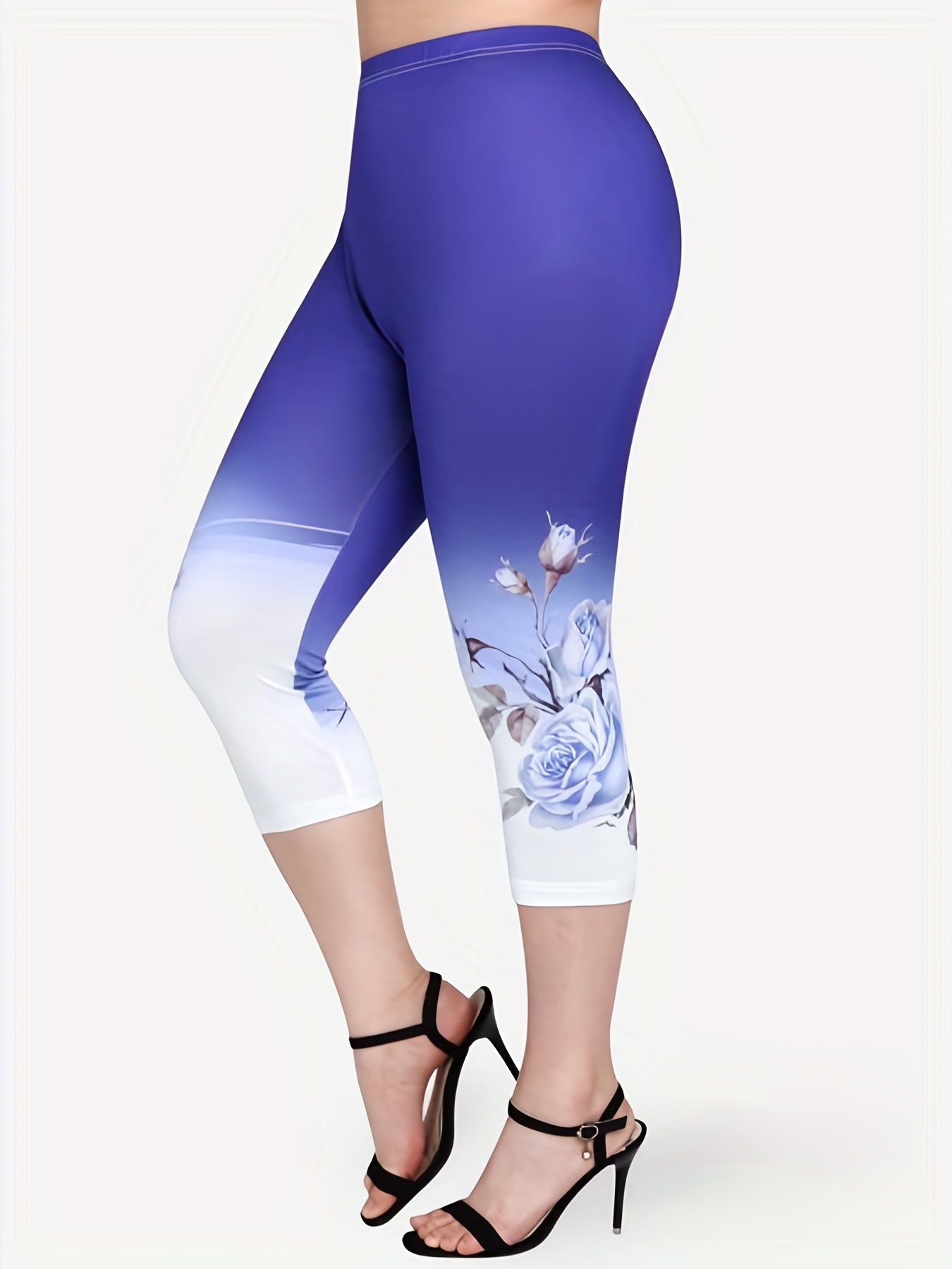 Floral Print Skinny Crop Leggings Women's Casual Leggings