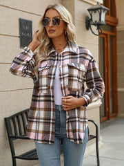 Plaid Print Long Sleeve Shirt Button Casual Sports Shirts Top For Fall