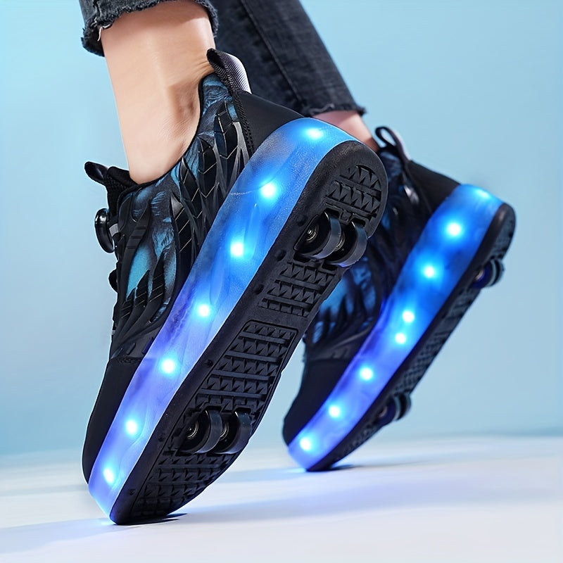 Boy's Roller Shoes with Rotating Buckle for Kids