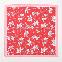 Red Flower Print Bandana Classic Square Scarf Neckerchief Hair Wrap