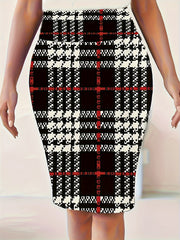 Plaid Print High Waist Pencil Skirt
